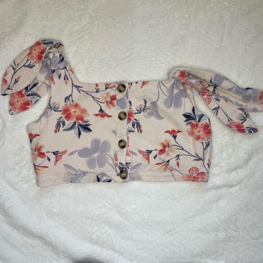 Floral Button-Down Crop Top
